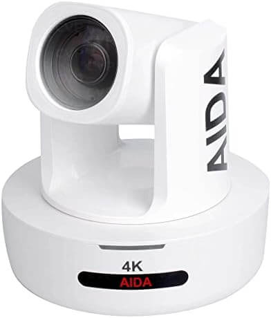 AIDA Imaging Broadcast/Conference NDI|HX 4K PTZ Camera with 30X Zoom in white color.