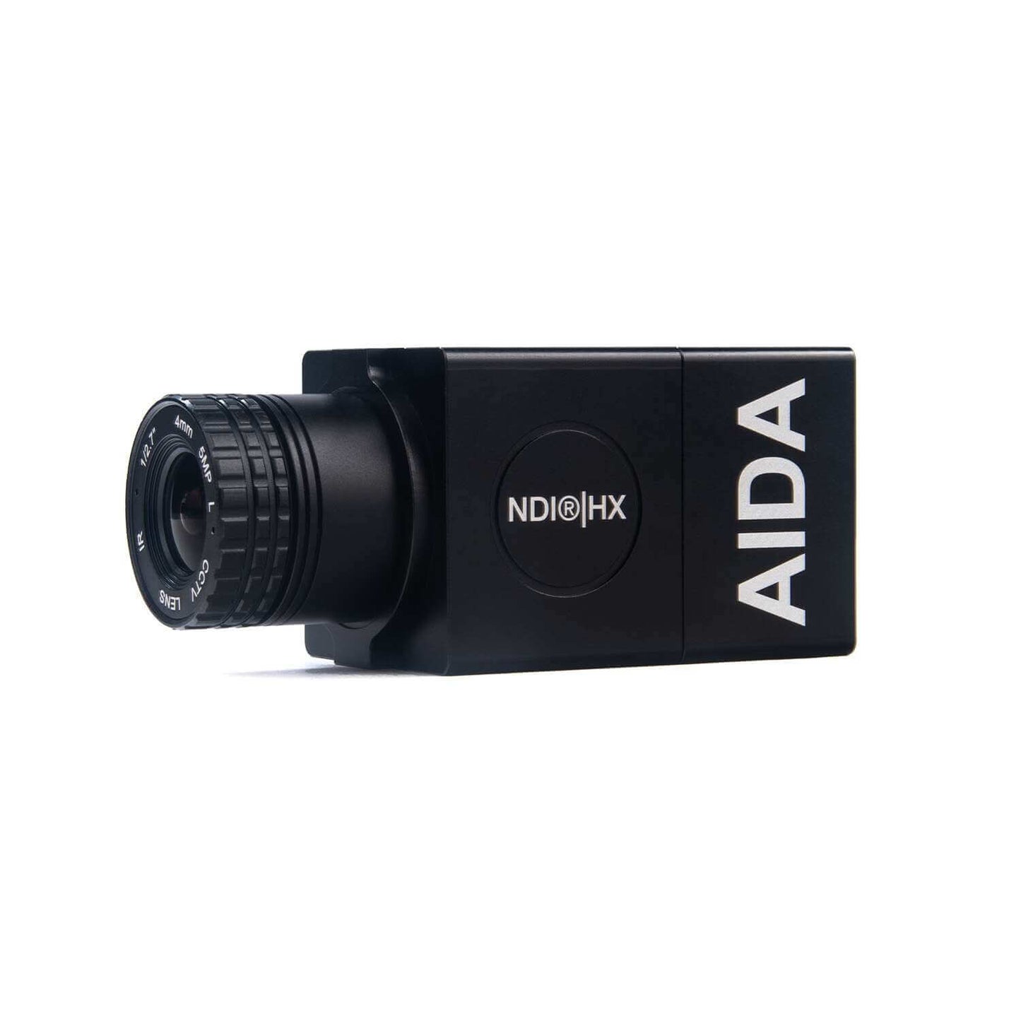 AIDA Imaging UHD NDI HX3 4K/60 POE 30X Zoom POV Camera showcasing its front-left view.