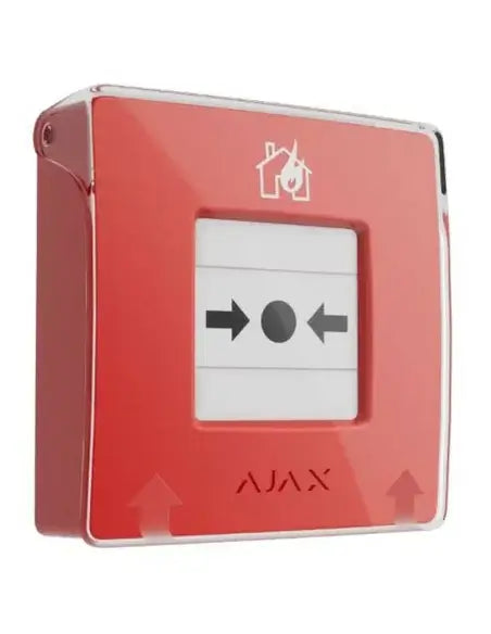 AJAX Manual Call Point in red color, used for emergency fire alarm activation.