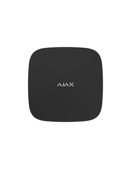 AJAX Hub 2 Wireless Control Panel in black color, featuring 4G connectivity, with dual SIM and Ethernet port.
