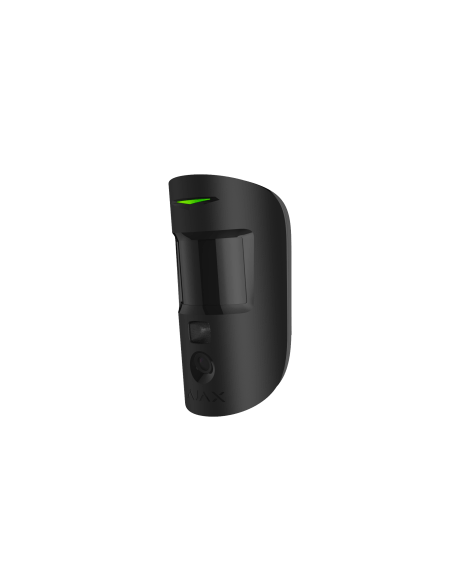 AJAX MotionCam Jeweller Wireless Indoor Detector in black color, featuring a built-in photo camera.