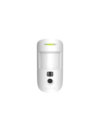 AJAX MotionCam Indoor Motion Detector in white, featuring photo function for security monitoring.