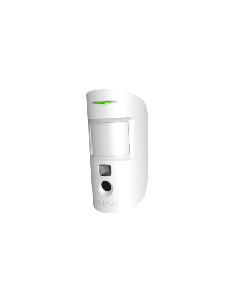 AJAX MotionCam Indoor Motion Detector in white color, featuring photo function for enhanced security monitoring.