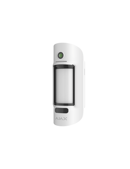AJAX Outdoor Motion Detector in white, wireless design with photo on demand feature.