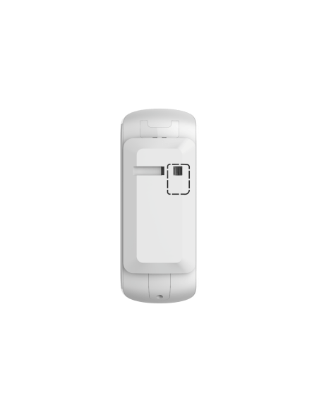 AJAX Outdoor Motion Detector in white, showcasing its wireless design and photo-on-demand feature.