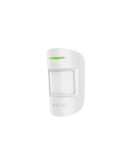 AJAX MotionProtect Plus Indoor Sensor in white, a wireless and pet-immune motion detector designed for indoor use.