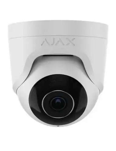 AJAX 5MP White IP Turret Camera with a 2.8mm lens, showcasing its sleek design and functionality.