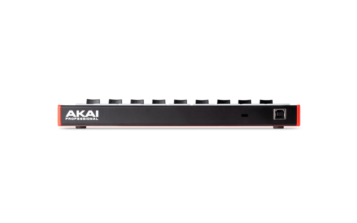 Akai APC Mini MKII portable Ableton Live pad controller viewed from the side and rear.