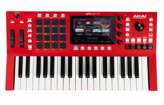 Image of the Akai MPC Key 37, a standalone MPC featuring 37 synth-action keys.