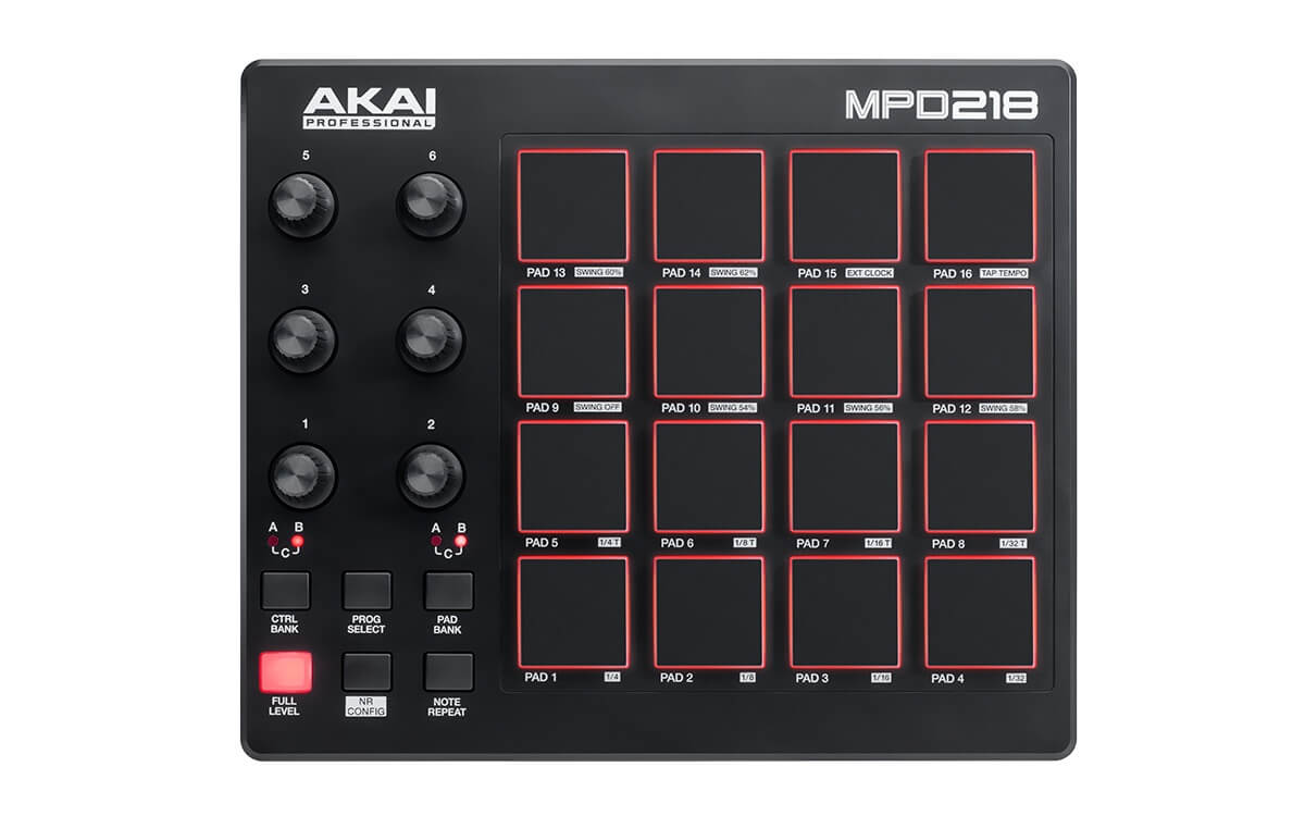 Akai MPD 218 MIDI pad controller designed for music production and live performance.