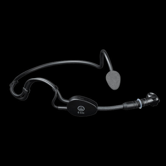 AKG C544 L rugged headworn microphone designed for sports use, shown in white color.