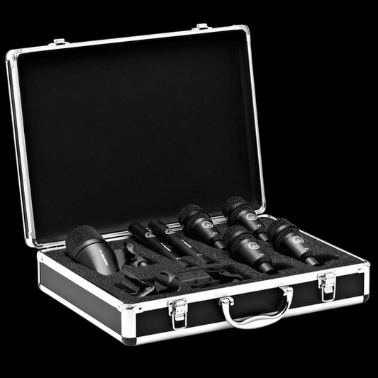 High-performance drum microphone set by AKG, designed for capturing the sound of drum sets.