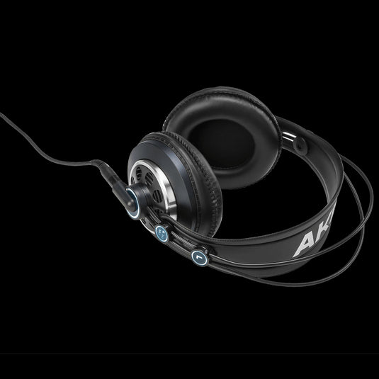 AKG K240 MKII semi-open studio headphones displayed from an above quarter angle.