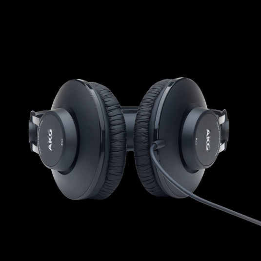 AKG K52 closed-back studio headphones with a black design, ideal for professional audio monitoring.