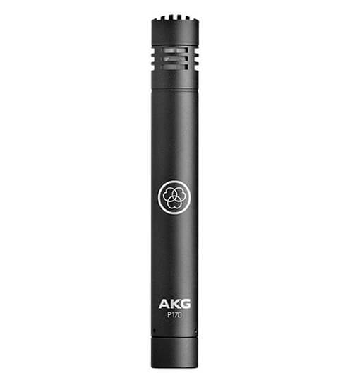 AKG P170 professional instrumental condenser microphone on a white background.
