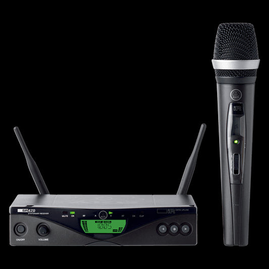 AKG WMS470 Wireless Vocal Set featuring the D5 Capsule, a professional wireless microphone system.