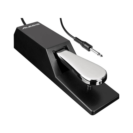 Alesis ASP-2 universal sustain pedal designed for digital pianos and MIDI controllers, featuring a polarity switch.