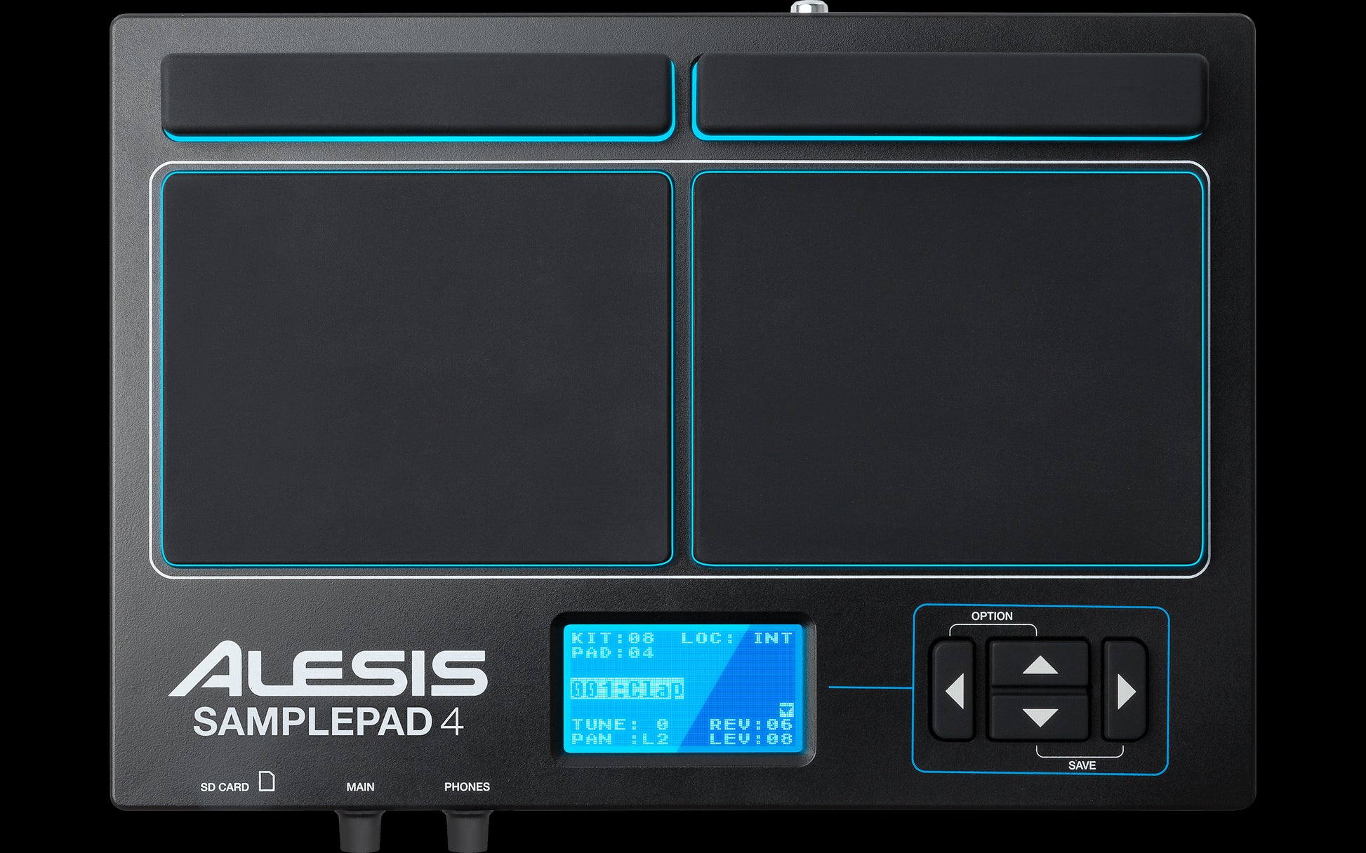 Alesis Sample Pad 4, a 4-pad percussion and sample-triggering instrument featuring a built-in library.
