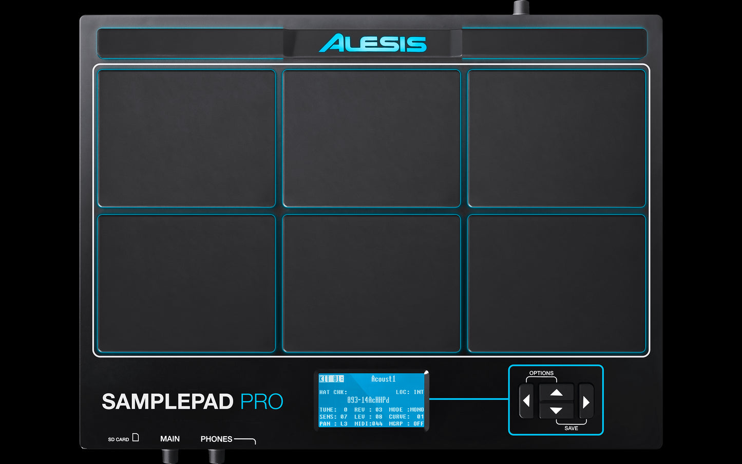 Alesis Sample Pad Pro, an all-in-one 8-pad percussion instrument featuring an expansive sound library.