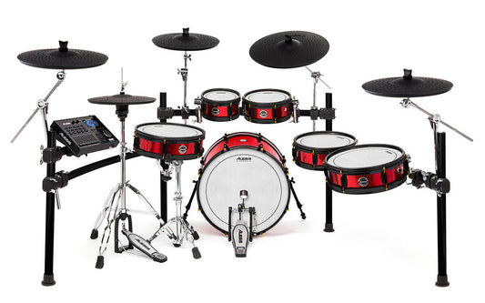 Alesis Strike Pro SE electronic drum kit featuring 11 pieces and limited edition white mesh heads.