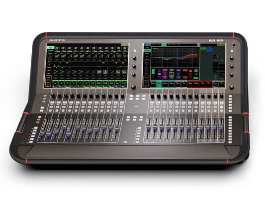 Allen & Heath Avantis digital mixing console featuring 24 faders and dual 15.6 inch touchscreens.
