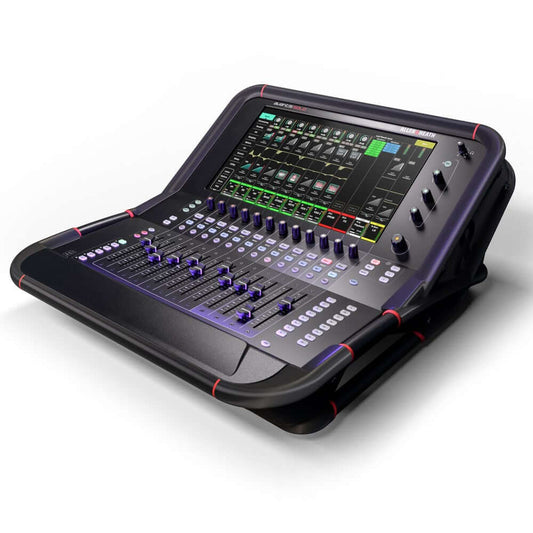Allen & Heath Avantis Solo digital mixing console featuring 12 faders and a 15.6-inch touchscreen display.