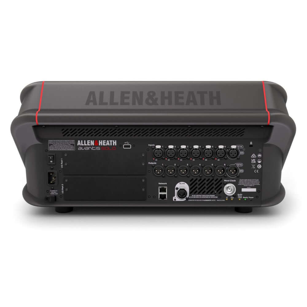 Allen & Heath Avantis Solo digital mixing console featuring 12 faders and a 15.6-inch touchscreen display.