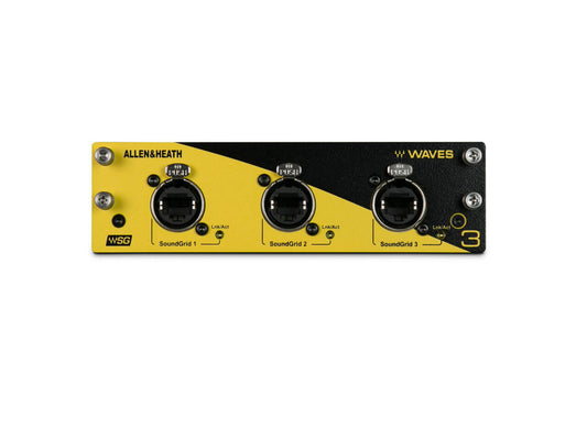 Allen & Heath M-DL-WAVES3-A Waves Audio Networking Module for Avantis, showcasing the front view of the device.