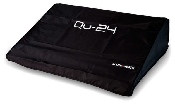 Protective cover for Allen & Heath Qu-24 mixer, designed to keep the equipment dust-free.