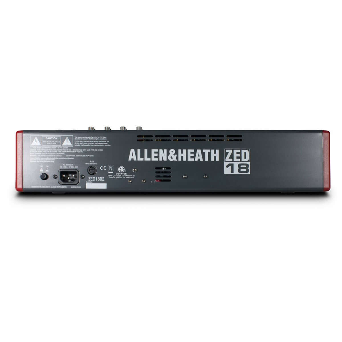 Allen & Heath ZED-18, an 18 channel mixer featuring 10 mono and 4 stereo inputs, with USB connectivity.