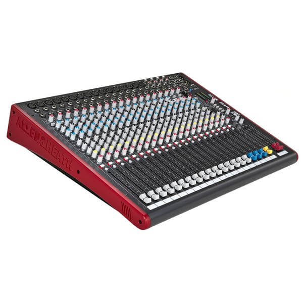 Allen & Heath ZED-22FX 22 Channel Mixer with FX featuring 16 Mic/Line inputs, 3 Stereo inputs, and USB connectivity.