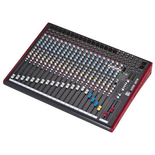 Allen & Heath ZED-22FX 22 channel mixer with effects, featuring 16 mic/line inputs, 3 stereo inputs, and USB connectivity.