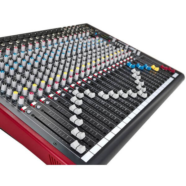 Allen & Heath ZED-22FX 22 Channel Mixer with FX featuring 16 Mic/Line inputs, 3 Stereo inputs, and USB connectivity.