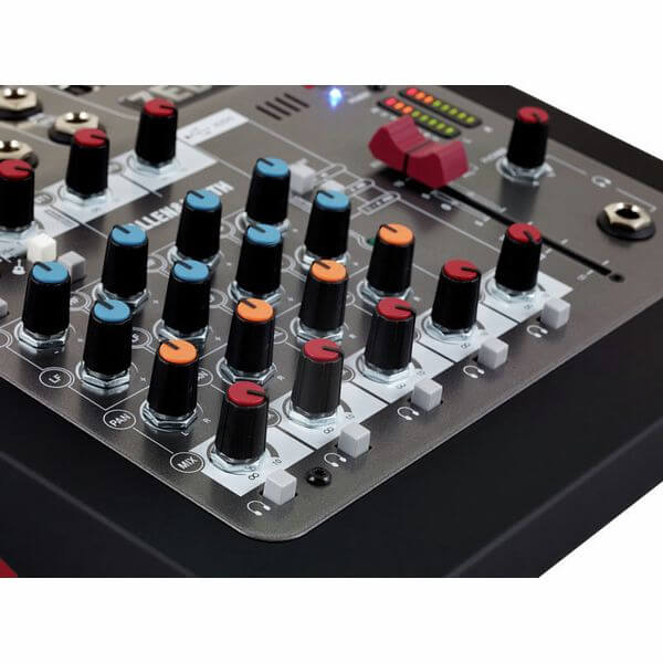 Allen & Heath ZEDi-8 8 Channel Mixer with USB, featuring 2 Mic/Line inputs, 2 Stereo inputs, and 2 DI inputs.