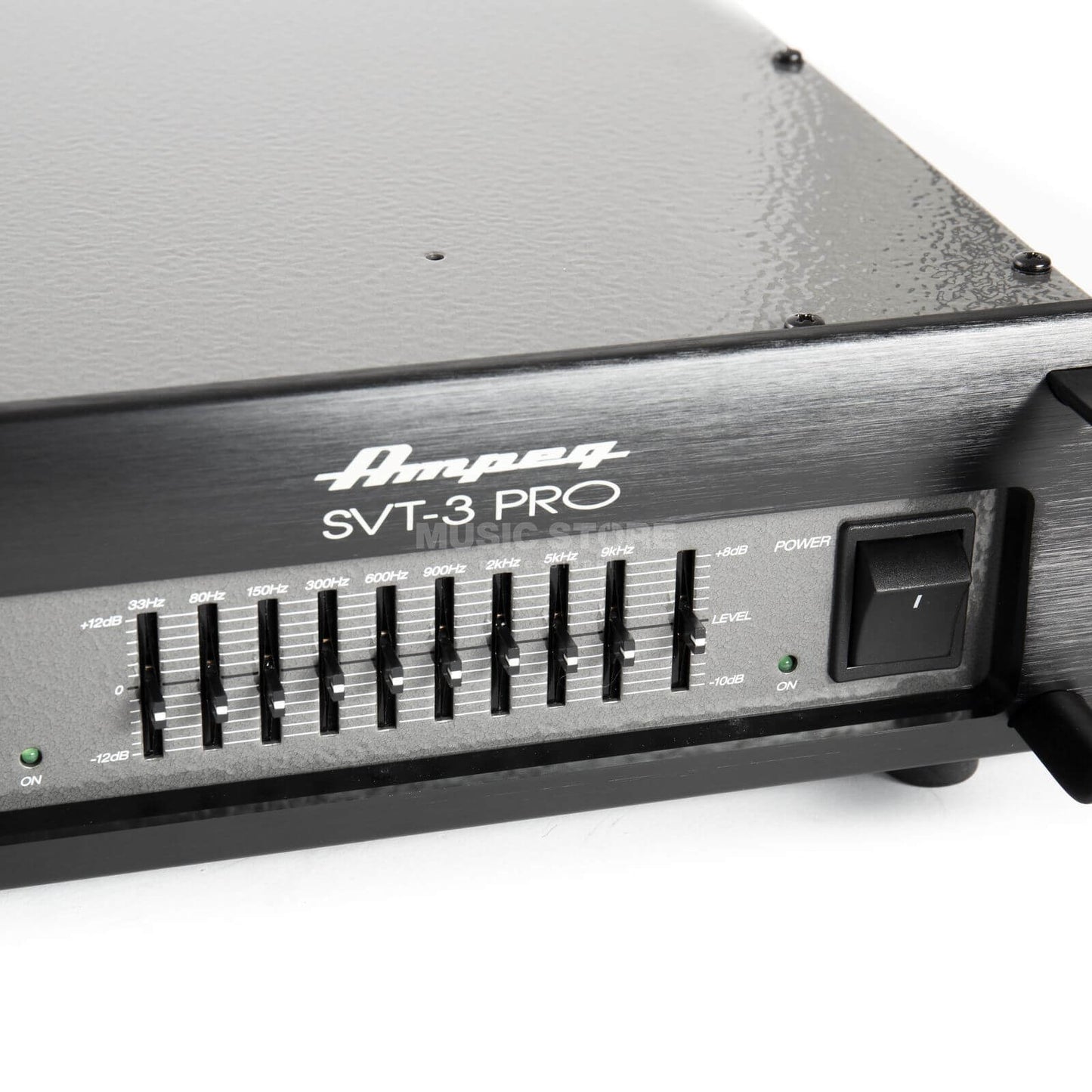 Ampeg SVT-3PRO Bass Guitar Amplifier featuring 450 Watts RMS, a 9-Band Graphic EQ, and Tube Gain Control.