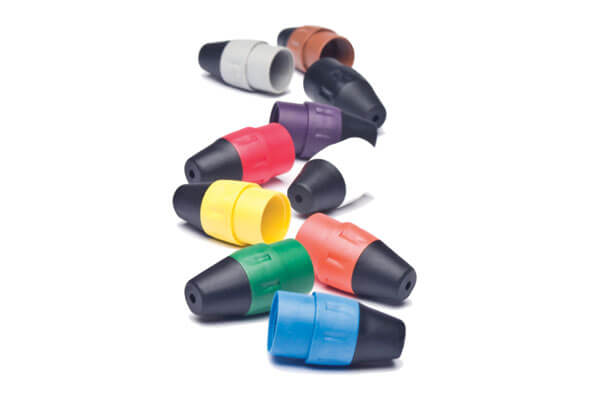 Amphenol green coloured boot and backshell designed for XLR connectors, showcasing its durable and color-coded design.