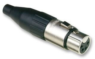 Amphenol AC4F 4-Pole Female XLR Cable Connector featuring machined contacts and a nickel finish.