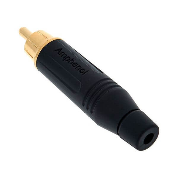 Amphenol RCA Male Connector with gold plated contacts and black housing