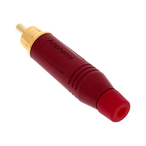 Amphenol ACPR-RED RCA Male Connector with Gold Plated Contacts in a red inline design
