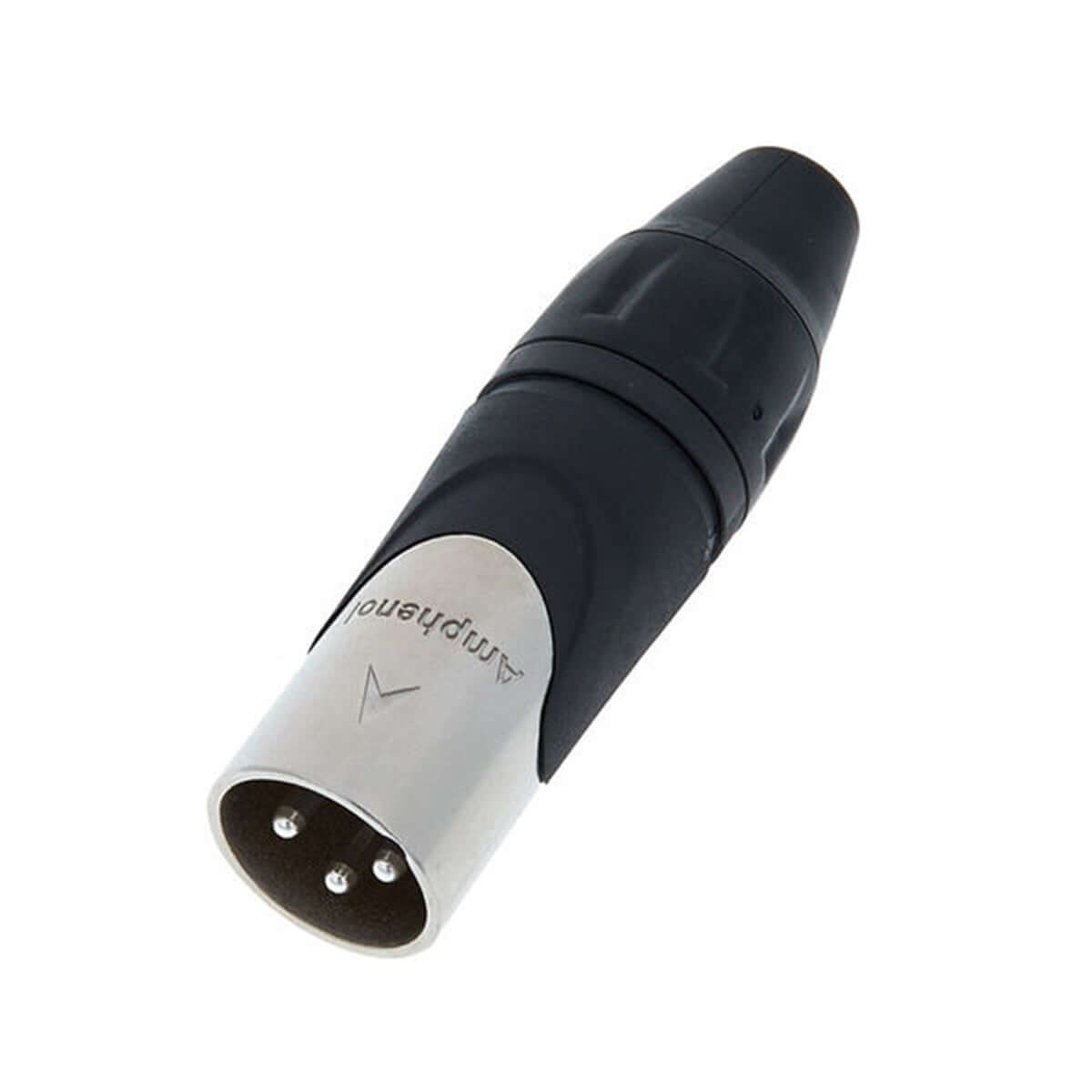 Amphenol Male XLR 3 Inline Connector with Chuck Style Cable Clamp in Nickel Finish