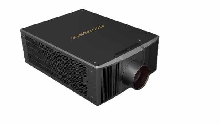 Appotronics AL-TU22KA DLP projector displaying high brightness of 22000 lumens and high resolution of 1920x1200 with a contrast ratio of 100,000:1.