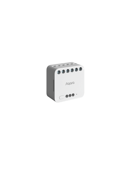 Aqara Dual Relay Module T2, a smart home controller designed for automation and control of electrical devices.