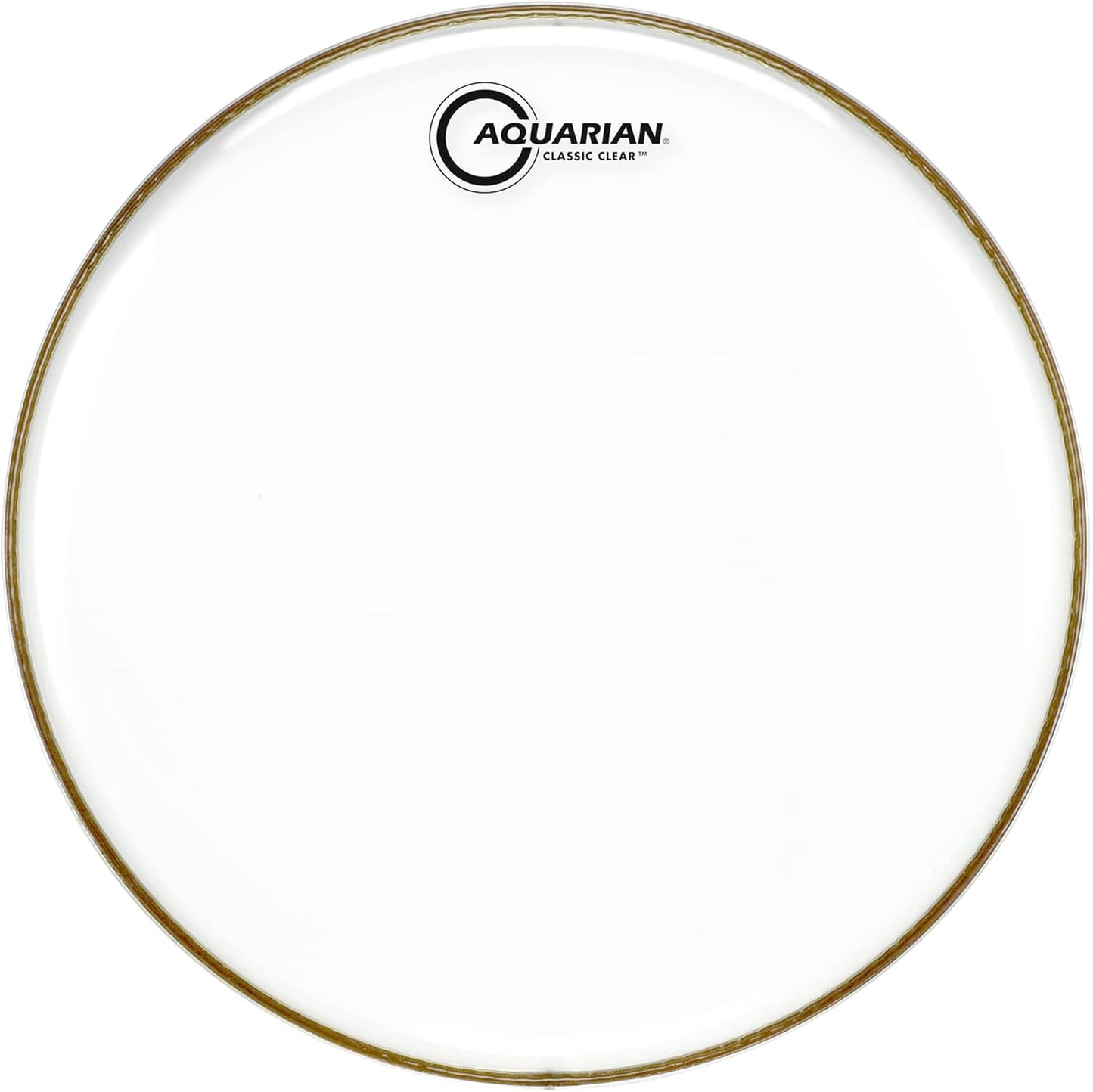 AQUARIAN 13" CLASSIC CLEAR DRUMHEAD, a versatile single ply drumhead suitable for batter or resonant use, displayed against a white background.