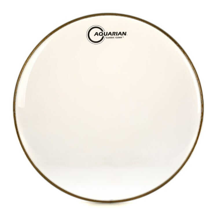 Aquarian 16-inch Classic Clear Drumhead, a versatile single ply drumhead suitable for both batter and resonant use.