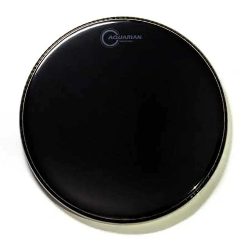 Aquarian 8-inch black reflector drumhead, double ply, designed for warm sound and suitable for all music styles.