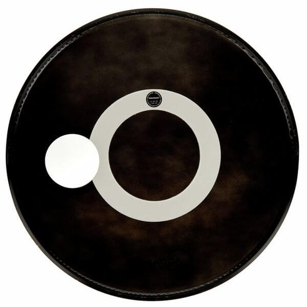 Aquarian 22 inch Regulator Small Drumhead in black, designed for bass drums with a floating muffling system.