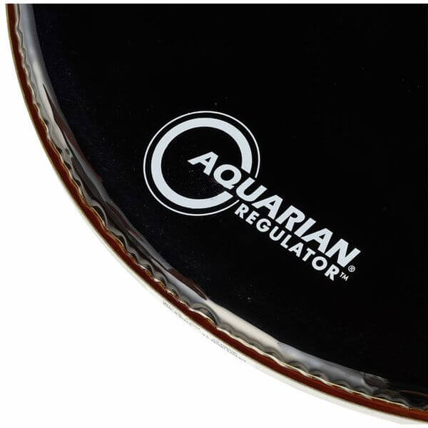 Aquarian 22 inch Regulator Small Drumhead in black, designed for bass drums with a floating muffling system.