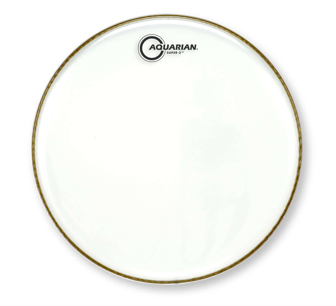 Aquarian 16 inch Super-2 Clear Drumhead, a premium two-ply tom drum head designed for professional drummers.