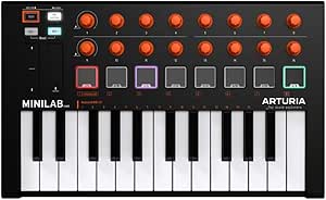 Arturia MiniLab MKII - 25-Key USB MIDI Controller featuring RGB pads and encoders, ideal for music production.