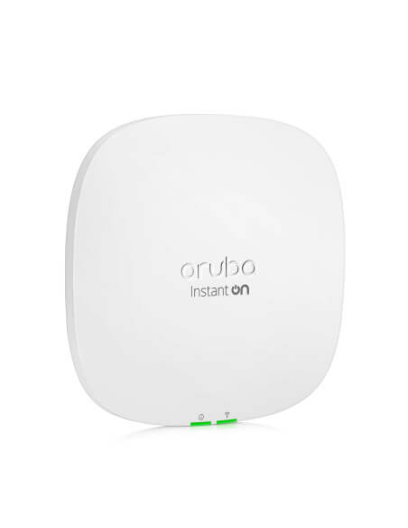 HPE Instant On WiFi 6 Indoor Access Point AP25, showcasing its sleek design and advanced technology for enhanced wireless connectivity.